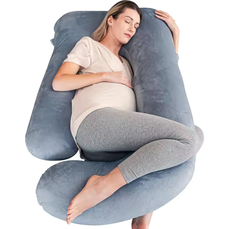Velvet J Shaped Full Body Sleeping Pillow