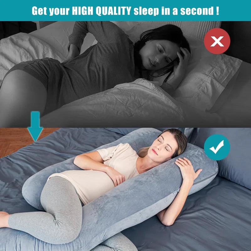 Velvet J Shaped Full Body Sleeping Pillow