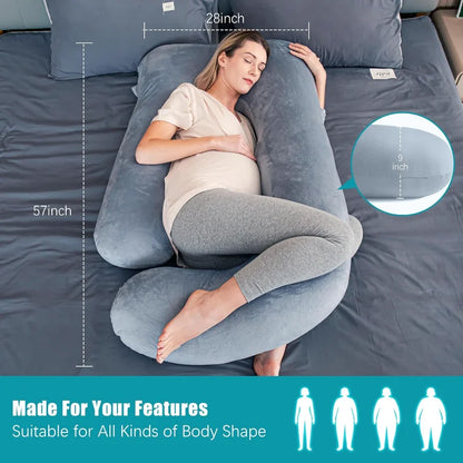 Velvet J Shaped Full Body Sleeping Pillow