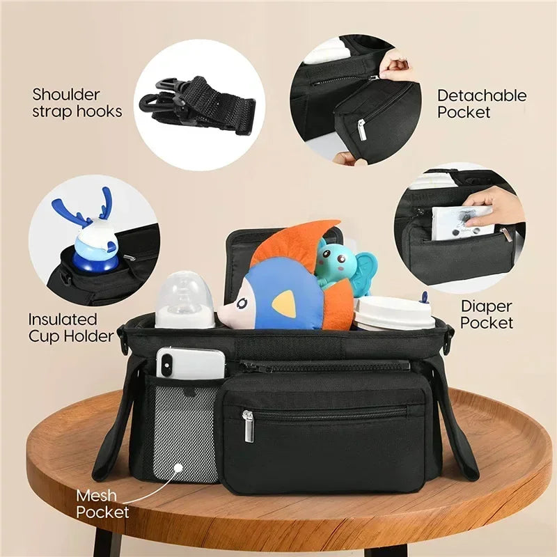 Adjustable Straps Stroller Organizer with Cup Holder