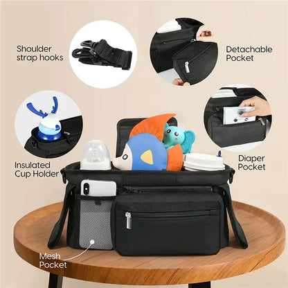 Adjustable Straps Stroller Organizer with Cup Holder